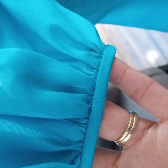 Ralph Lauren purple label women's blouse 100% silk size 6 turquoise color - Picture 16 of 17